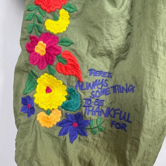 ROCKS & INDIGO Green Lightweight Trench Coat Embroidered Boho / Size Medium - Picture 6 of 16